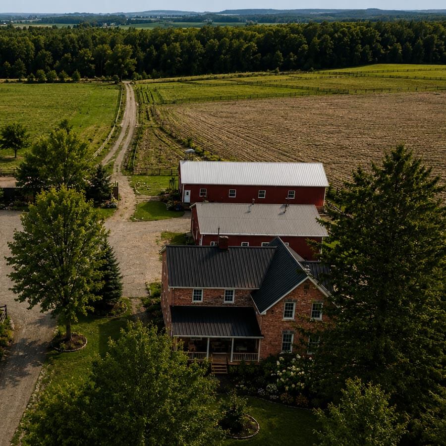 farm property with a house, barn, workshop and storage shed in Southwestern Ontario