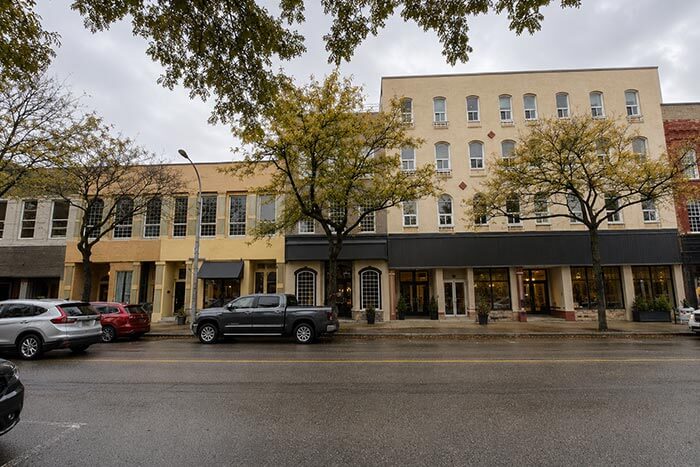Mixed-use commercial and residential building in a small-town Southwestern Ontario downtown