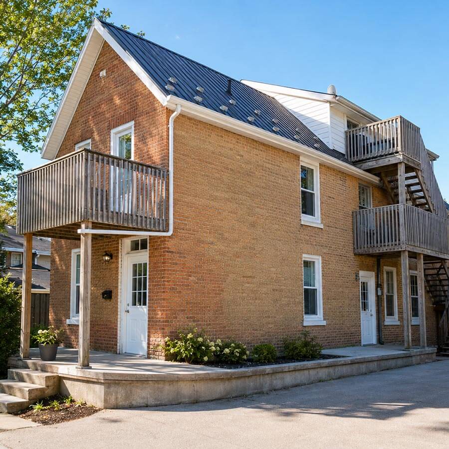 Purpose-built townhouse multiplex with attached garages and private driveways