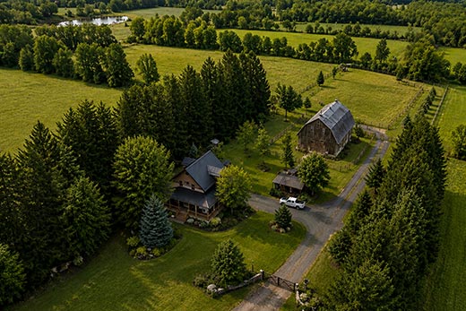 Rural residential hobby farm with house and barn in Southwestern Ontario